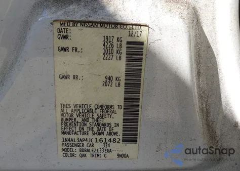 2018 Nissan Altima 2.5 S z USA, uszkodzony, nr VIN 1N4AL3AP4JC161482